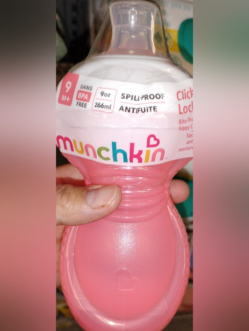 Baby Munchkin Pink Spill-Proof Sippy Bottle with Colorful Logo